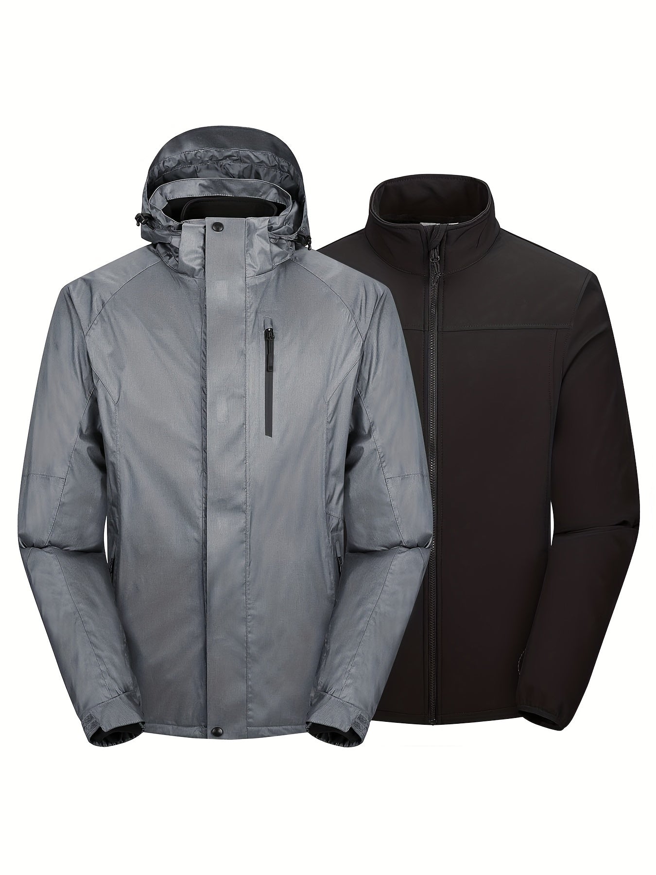 Men's 3 In 1 Fleece Sports Casual Waterproof Hooded Jacket