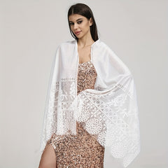 Large Hollow Lace Shawl for Women - Breathable Scarf for Party Wedding Prom