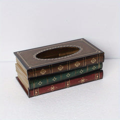 Vintage European Style Book Tissue Box Home Desktop Storage