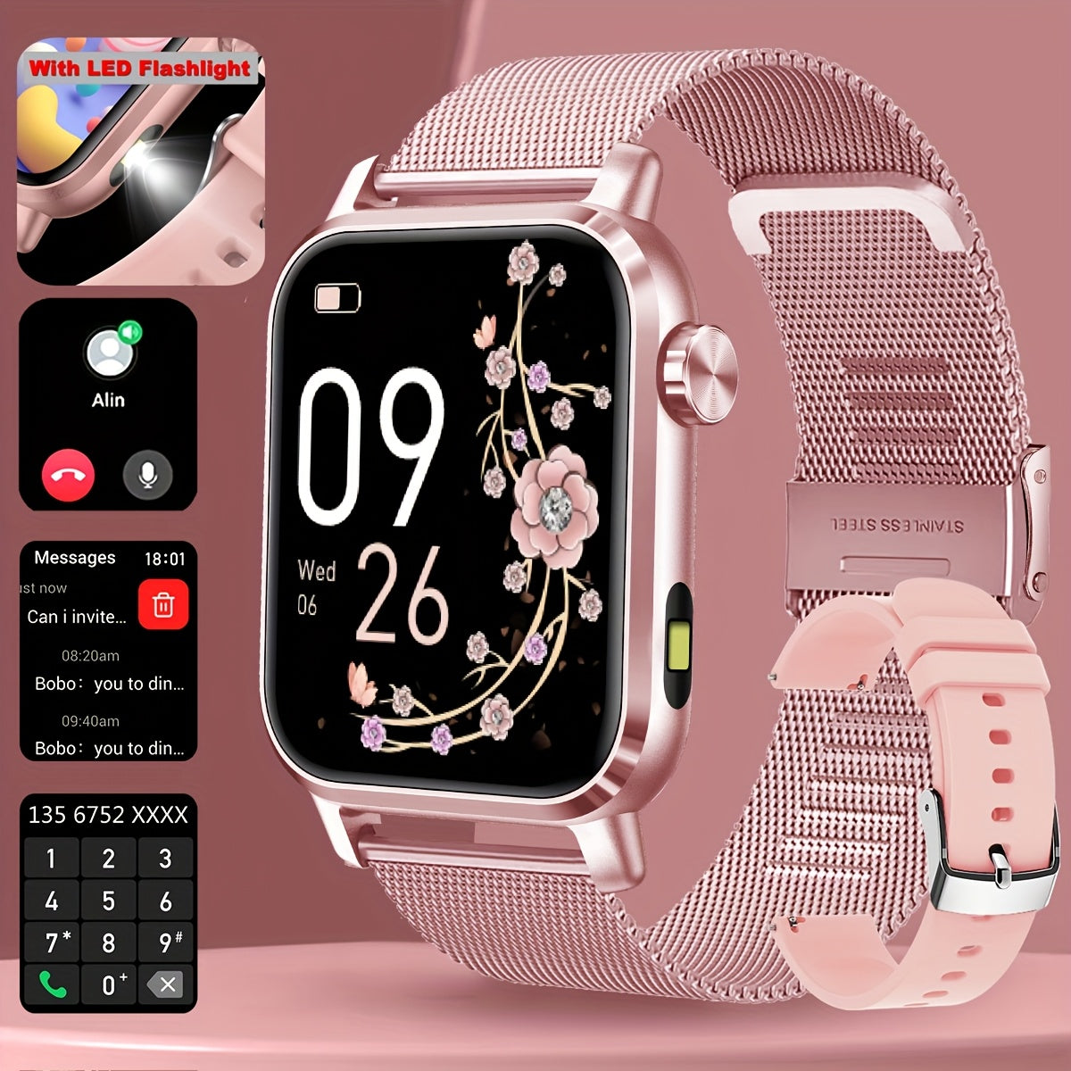 COIUSOR Smart Watch with LED Flashlight 4