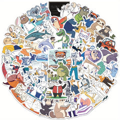 50pcs Cartoon Animal Stickers Waterproof Vinyl Sticker for Water Bottle Laptop P
