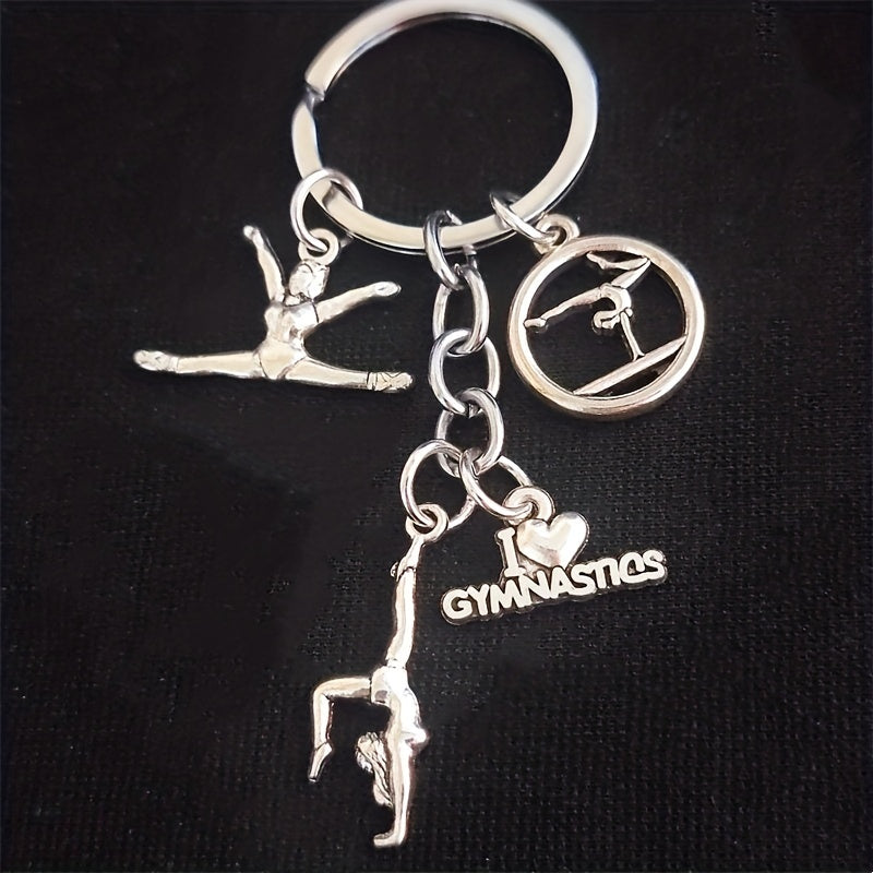I Love Gymnastics Key Chain For Women - Gymnasts' Alloy Keychain