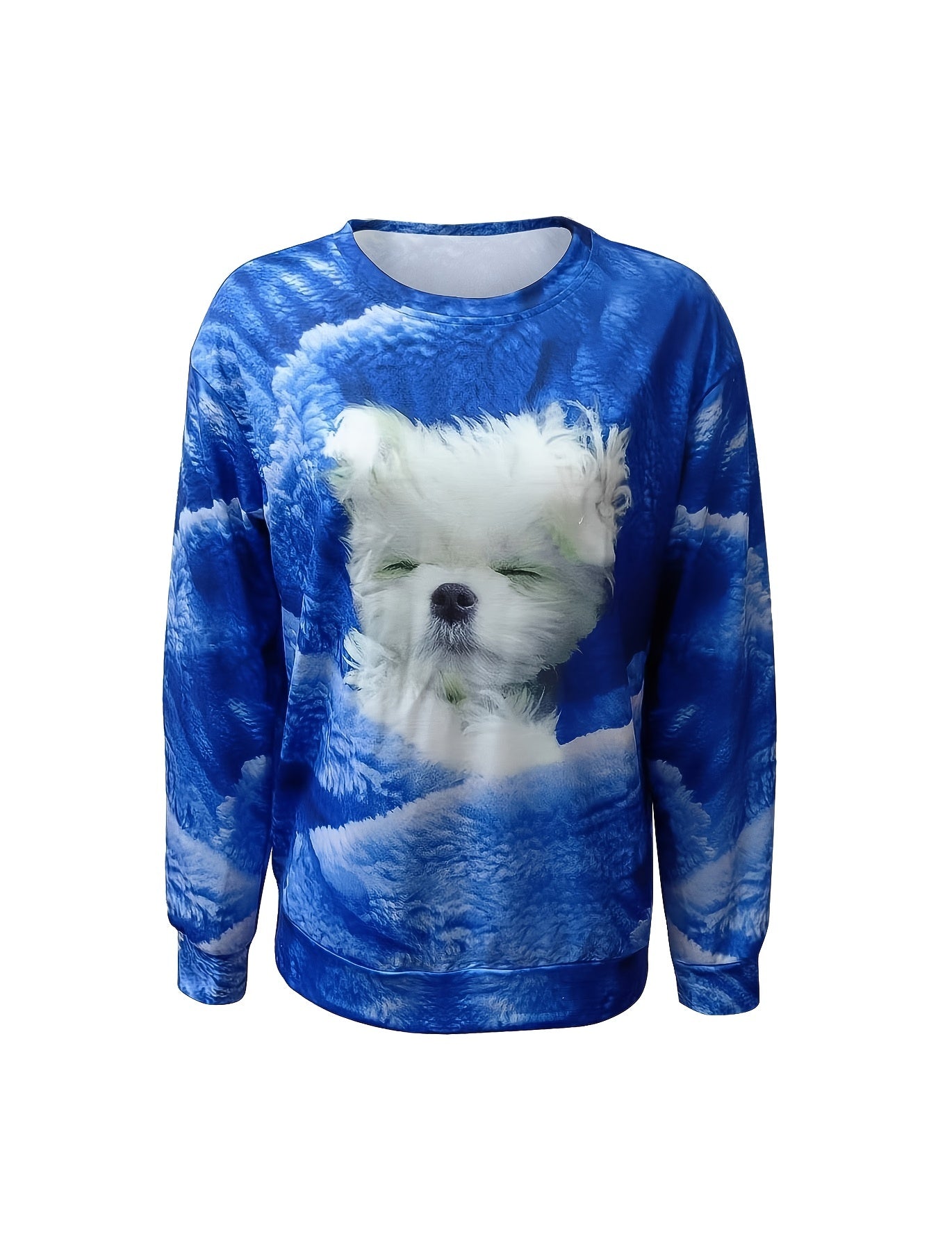 Dog Print Pullover Sweatshirt for Women