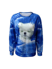 Dog Print Pullover Sweatshirt for Women
