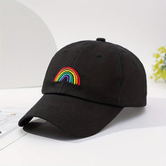 Rainbow Embroidery Baseball Cap Lightweight Solid Couple Sun Hat Unisex