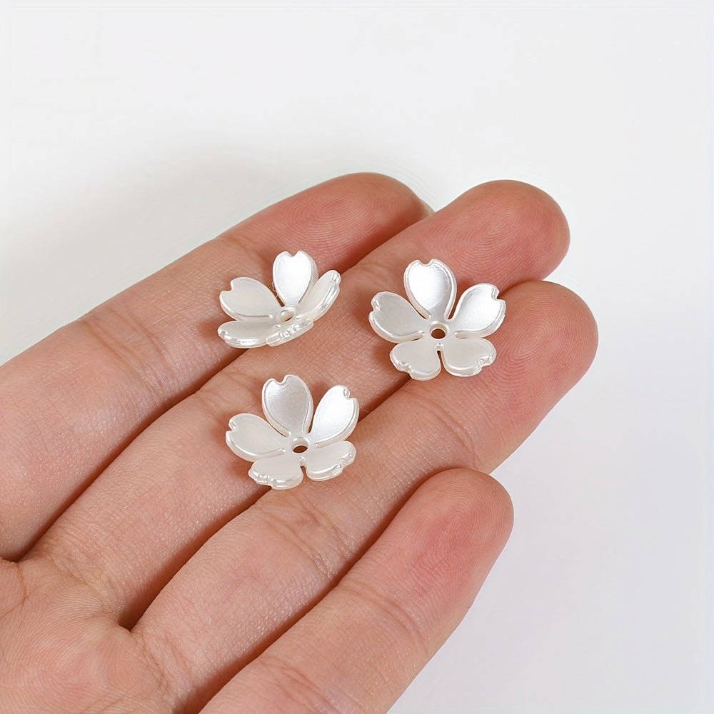 100pcs 15mm Wind Chime Flower Beads ABS Pearl Flower Beads Caps End Caps