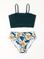 2pcs Girls Bikini Swimwear Set Cami Top Floral Briefs Summer Gift