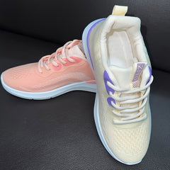Women's Breathable Knit Sneakers Lace Up Outdoor Shoes Lightweight