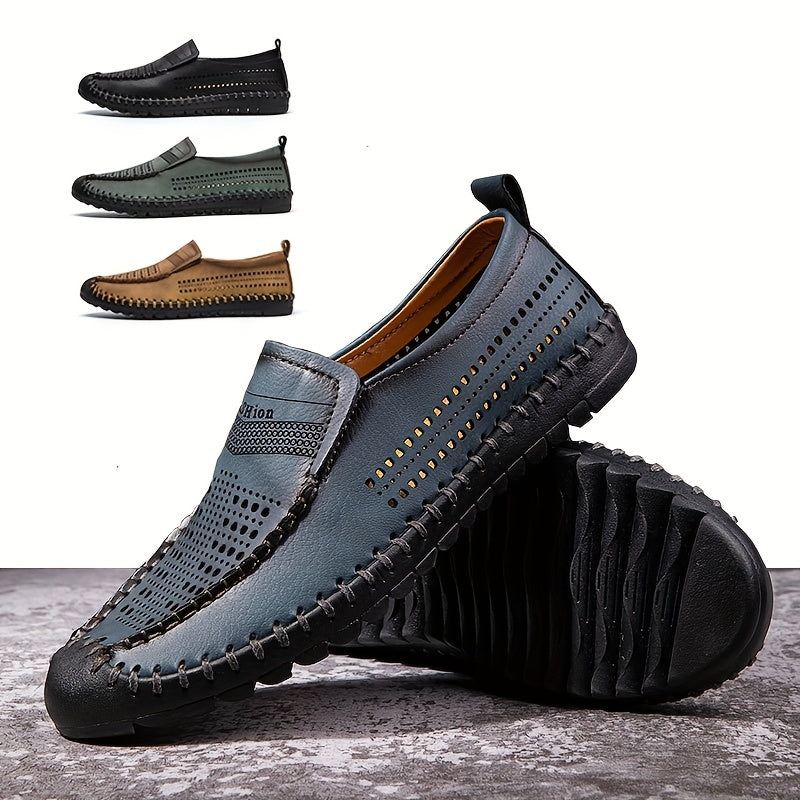Men's No Tie Lace Mesh Slip On Shoes Outdoor Walking Casual Shoes