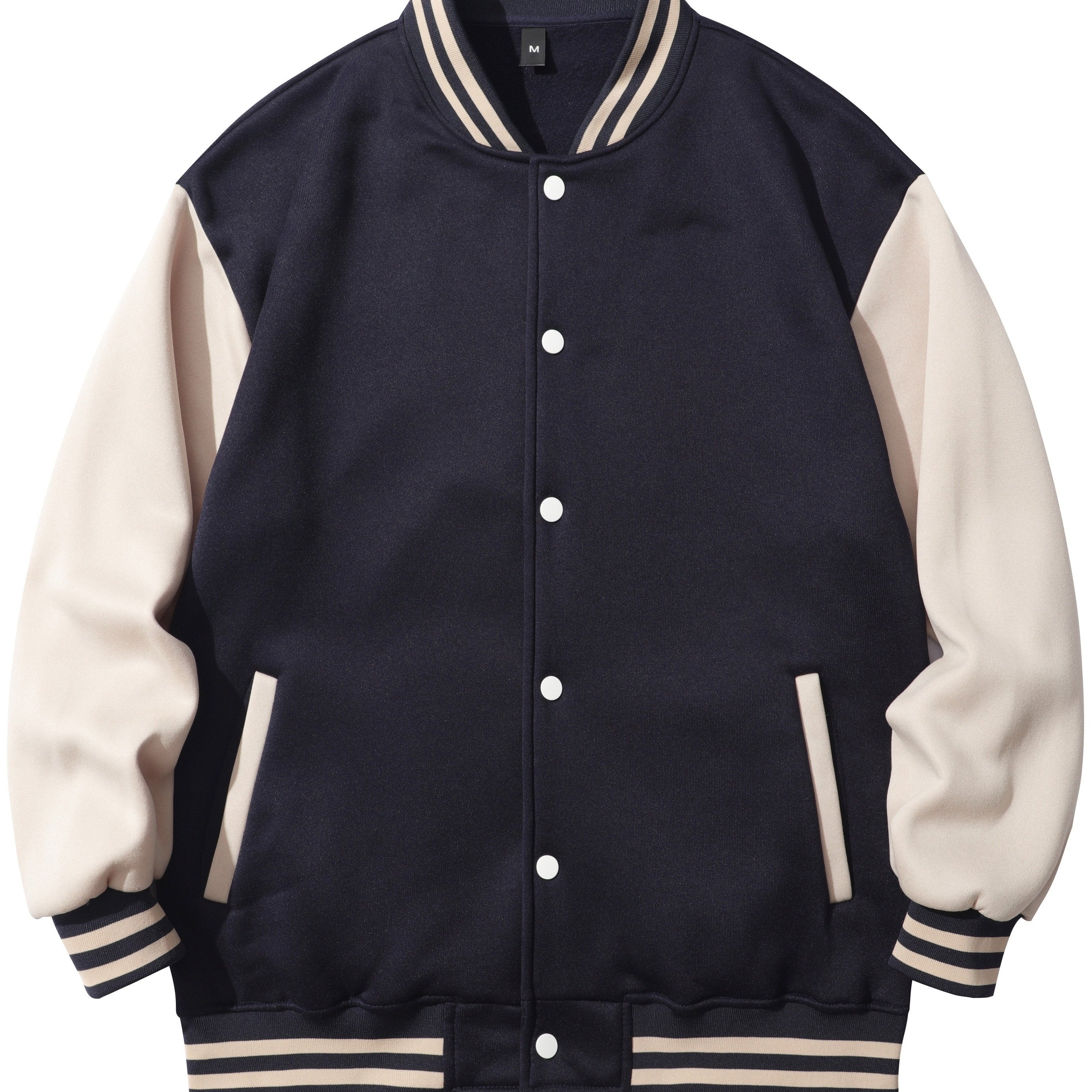 Men's Varsity Jacket Casual Block Button Up Jacket Spring Fall