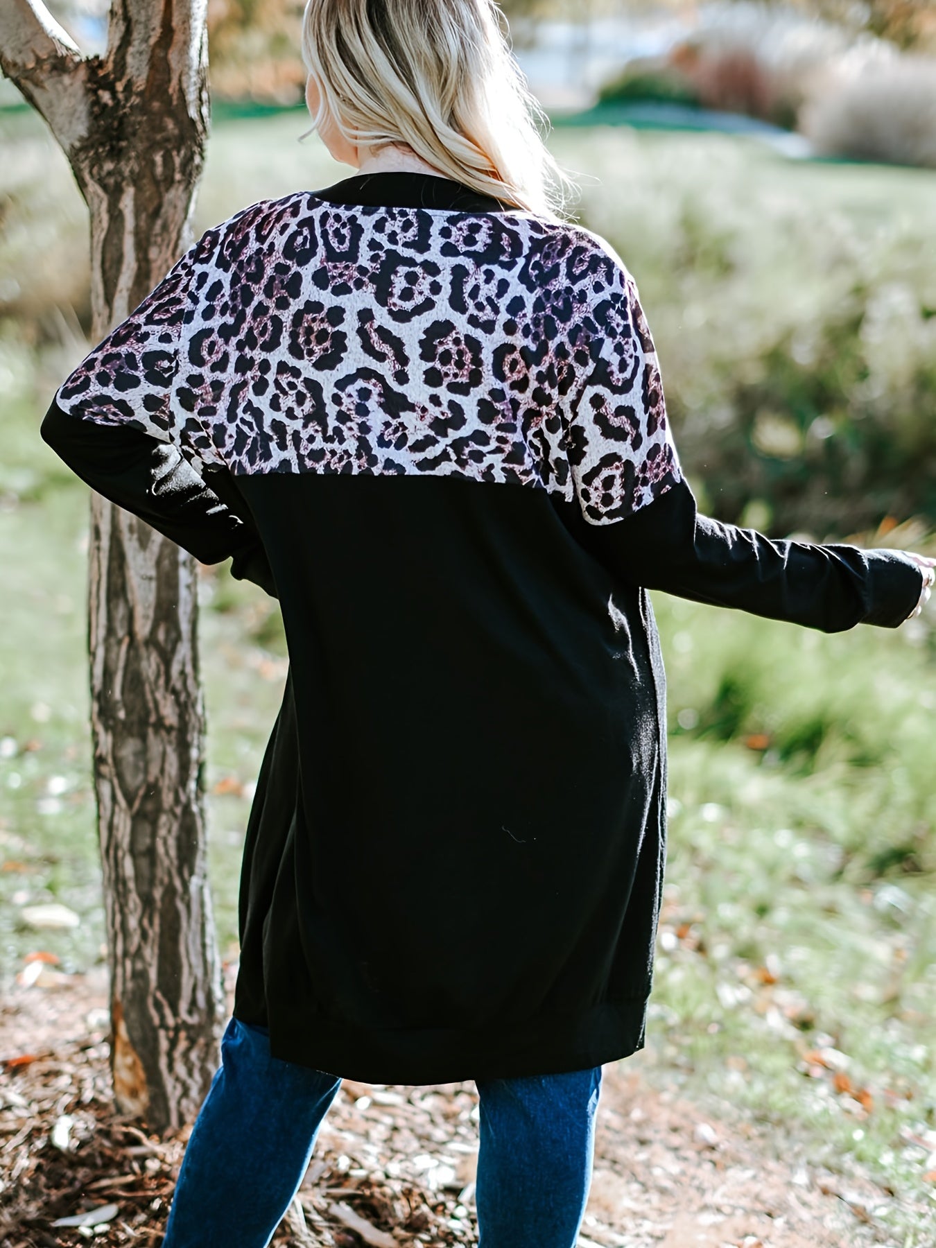 Leopard Print Long Sleeve Plus Cardigan