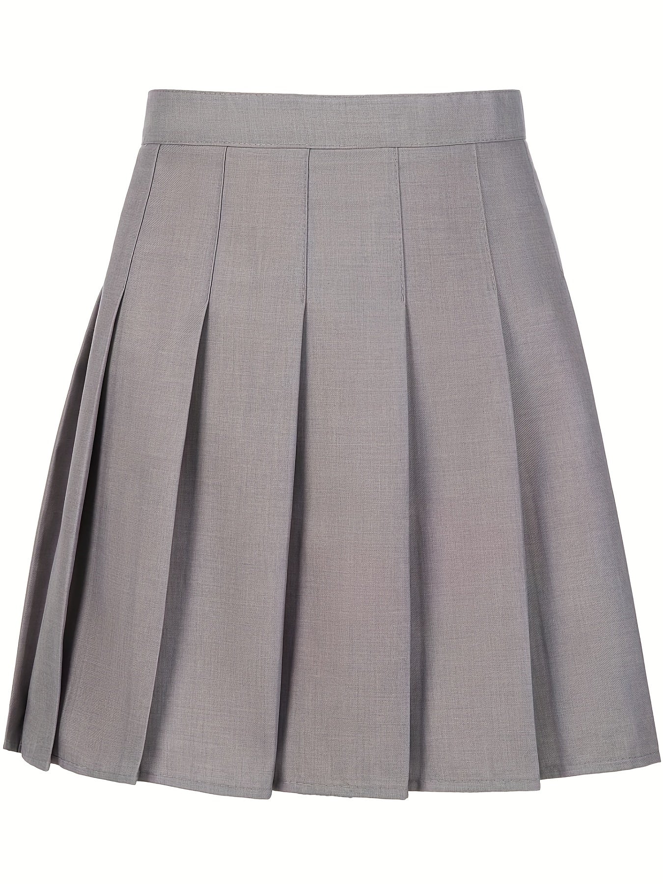 Girls High Waist Pleated Skirt Plain Varsity Style Kid Girls Versatile Skirt