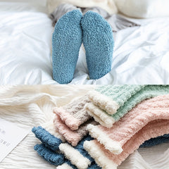 5 Pairs Colorblock Fuzzy Socks Warm Mid Tube Women's Stockings