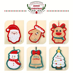 Christmas Pattern Hanging Towel Coral Fleece Quick-drying Soft Towel