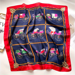 Carriage Chain Print Bandana Satin Neck Tie Square Scarf Women