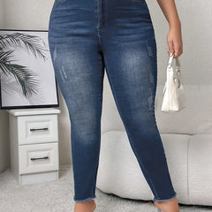 Plus Solid High Rise Skinny Jeans