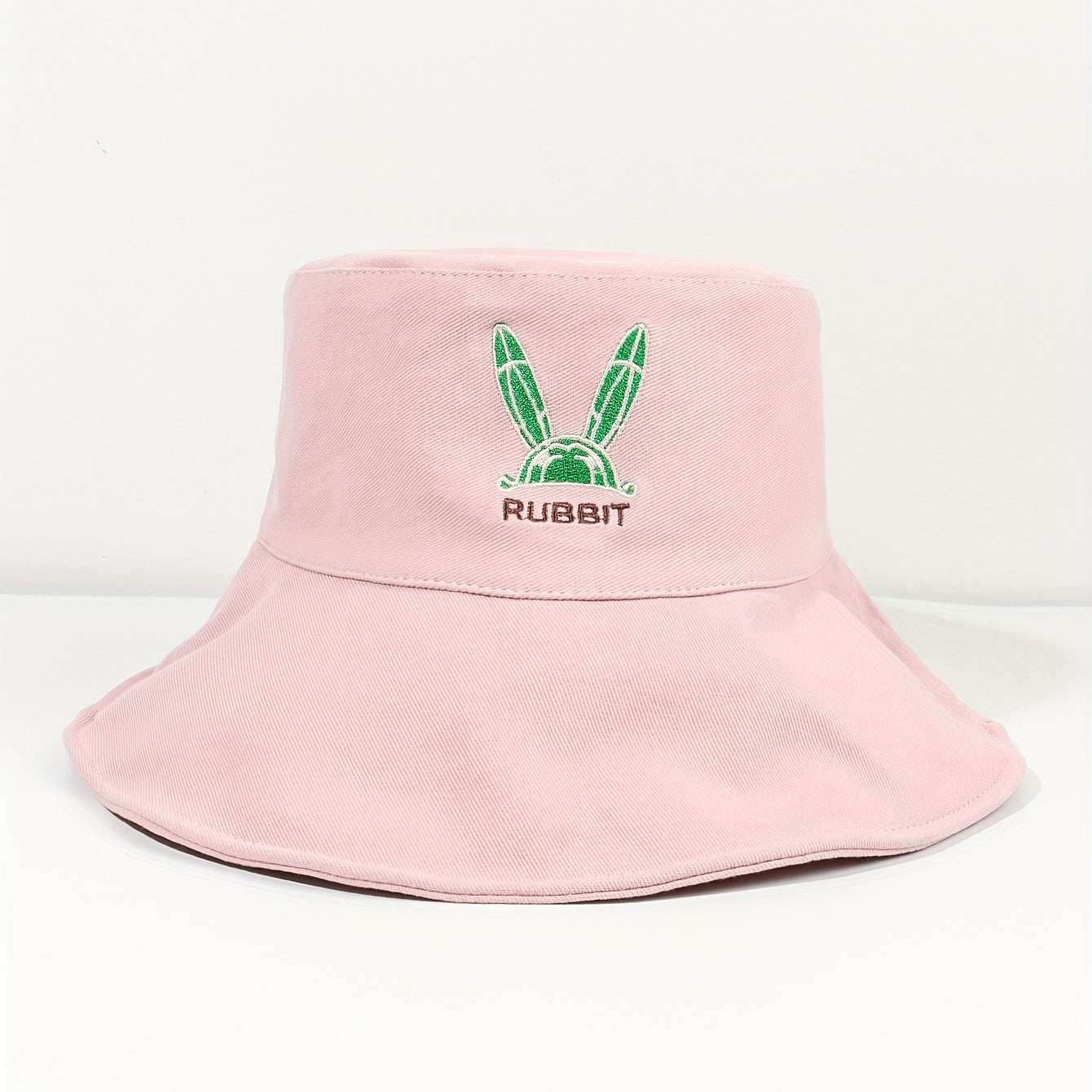 Easter Rabbit Embroidery Bucket Hat Wide Brim Candy Sun Hat Bunny Sunscreen Basi