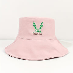 Easter Rabbit Embroidery Bucket Hat Wide Brim Candy Sun Hat Bunny Sunscreen Basi
