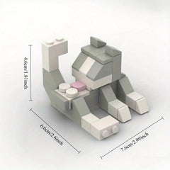 Building Blocks Licking Cat Figurine Fun DIY Toy with 3 Cats
