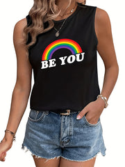 LGBT Casual Tank Top Women's Plus Rainbow Print Tank Top