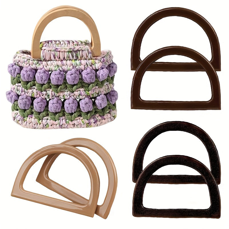 2pcs Wooden D-shaped Handles Suitcases DIY Cosmetic Bag Portable Semi Circle