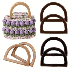 2pcs Wooden D-shaped Handles Suitcases DIY Cosmetic Bag Portable Semi Circle