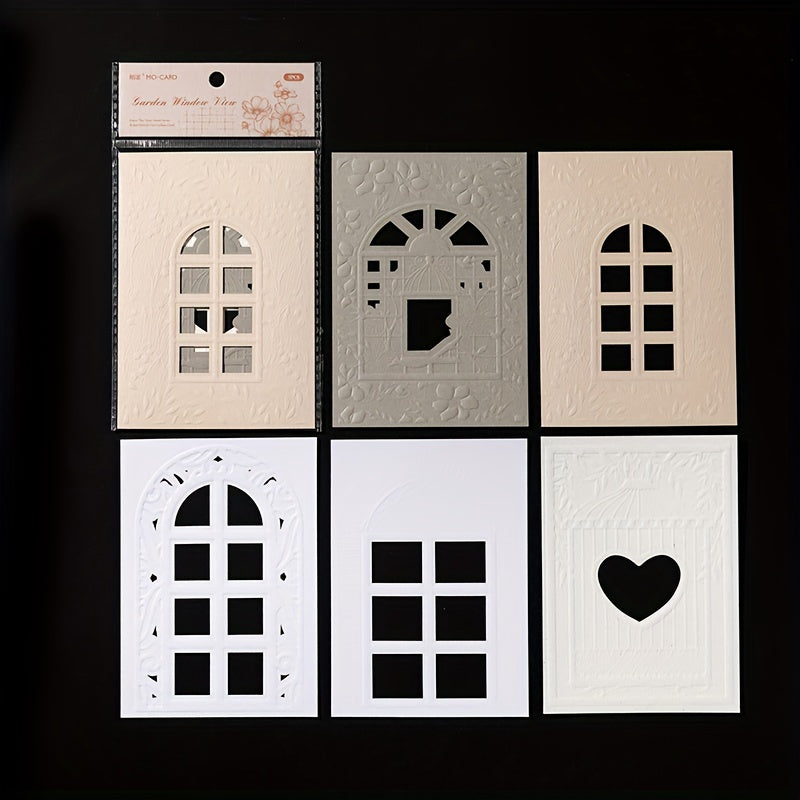 5pcs Letterpress Embossed Hollow Collage Card Time Exclusive Series