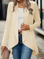 Solid Open Front Cardigan for Women