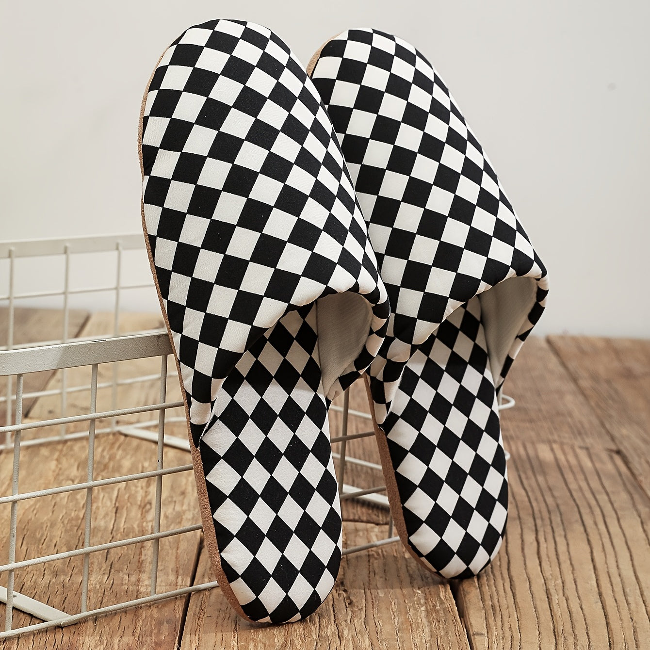 Men's Plaid Slip On Slippers, Casual Lightweight