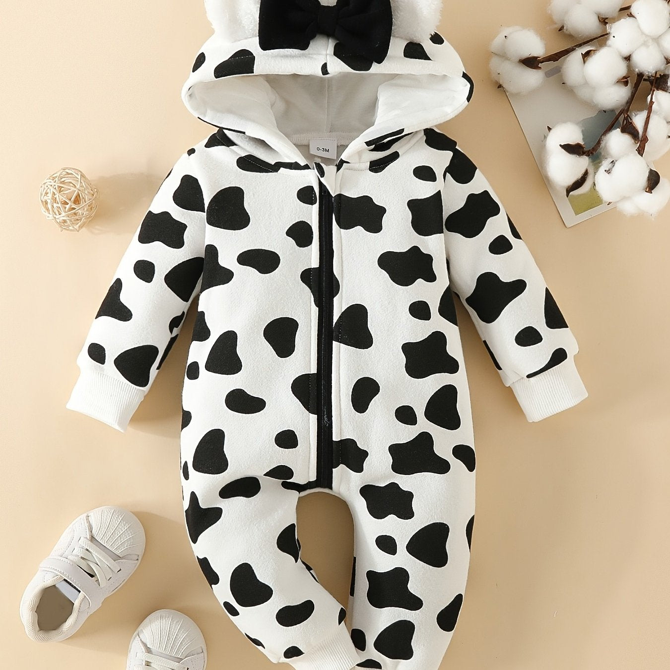 Baby Cow Hooded Sweatshirt Jumpsuit