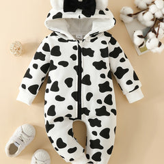 Baby Cow Hooded Sweatshirt Jumpsuit
