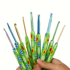 9pcs Colored Soft Handle Crochet Set Ergonomic Soft Grip Crochet Needle Set