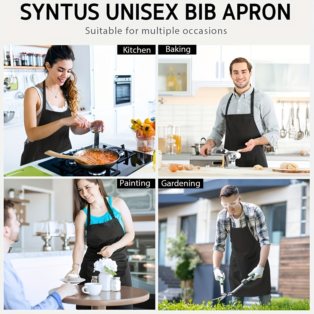 Adjustable & Stain Resistant Halter Apron with 2 Pockets