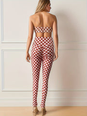 Chessboard Pattern Seamless Running Butt Lifting Workout Leggings