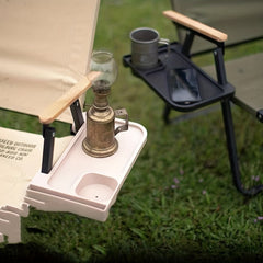 Aluminum Recliner Chair Side Tray Cup Holder Outdoor Camping Accessory