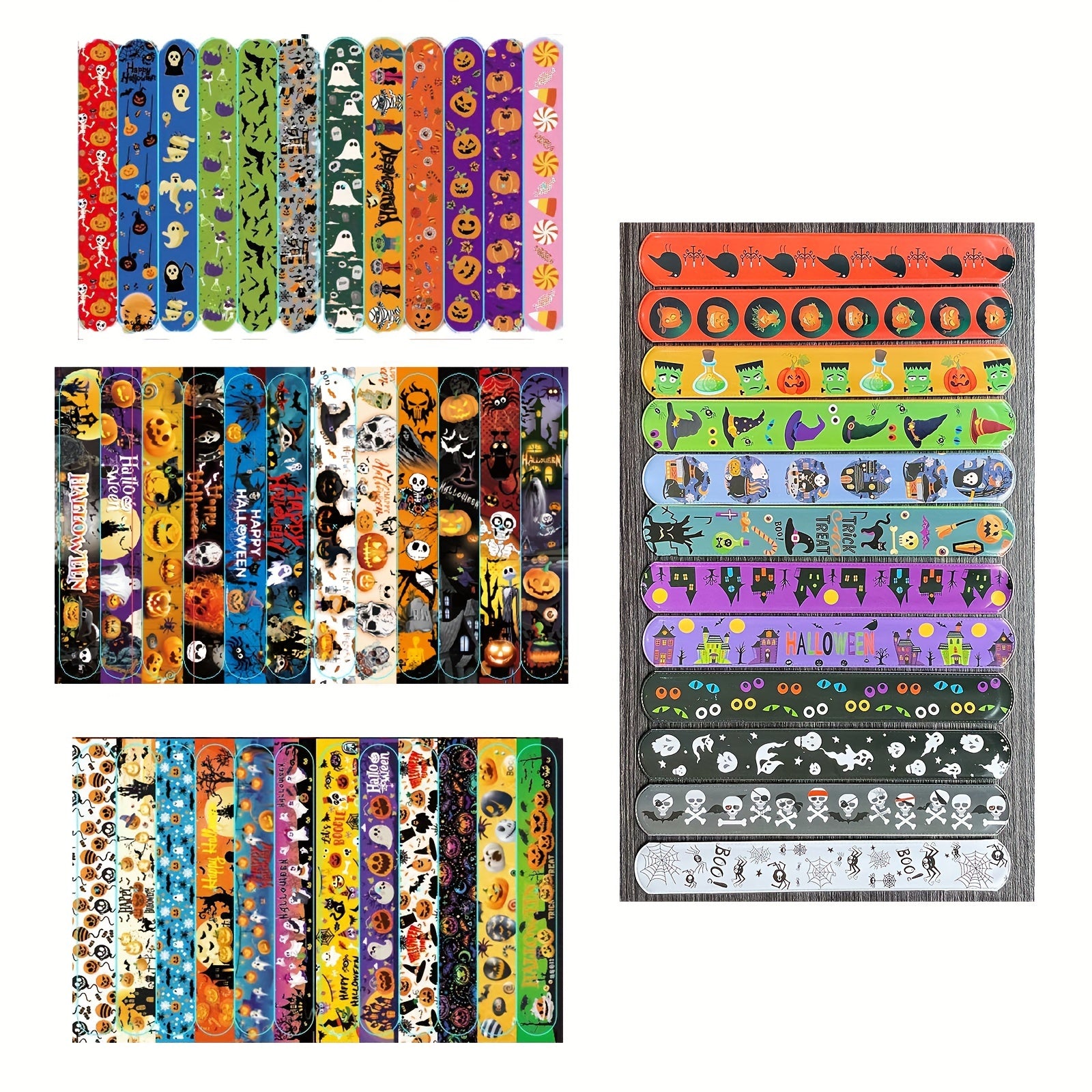 24PCS Halloween Slap Bracelets Spooky Party Wristbands Trick or Treat