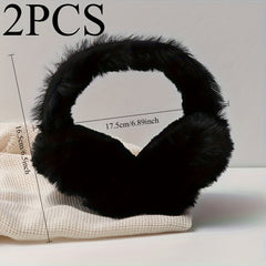 2pcs Faux Rabbit Fur Earmuffs for Women Soft Brown Winter Ear Warmers