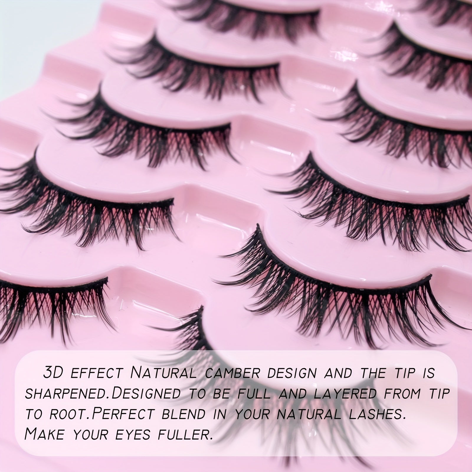 7 Pairs Faux Mink Hair False Eyelashes for Anime Cosplay Natural Look Reusable