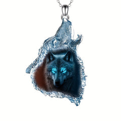 Ghost Wolf Necklace Crystal Pendant Punk Hip Hop Animal Gift