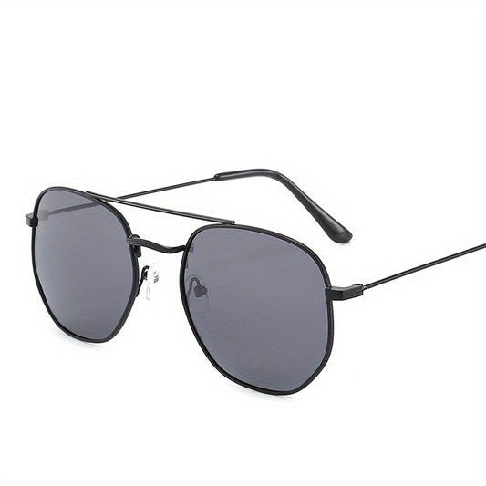 Men's Polygonal Metal Polarized Sunglasses Classic Double Beam