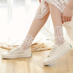 5 Pairs Floral Lace Mesh Socks Lightweight Mid Tube Women's Stockings