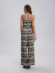Striped Two Piece Set Crop Cami Top & Wide Leg Pants Outfit