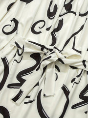 Abstract Print Two piece Set Off Shoulder Top & Elastic Shorts Outfits Women's