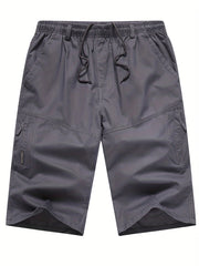 Classic Cargo Shorts Men's Casual Pocket Solid Waist Drawstring Cargo Shorts