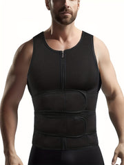 Men's Sweat Sauna Vest with Compression Waist Belts and Back Support
