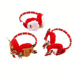 Women's Christmas Ear Cups with Bells Red Green Holiday Party Hats