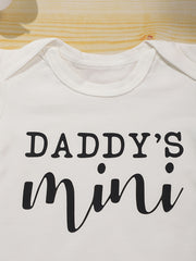 Baby Boys Daddy s Mini Print Romper Short Sleeve Cotton Bodysuit