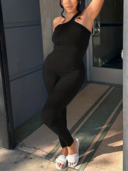 One Shoulder Jumpsuit Sleeveless Slim Fit Casual Spring Summer