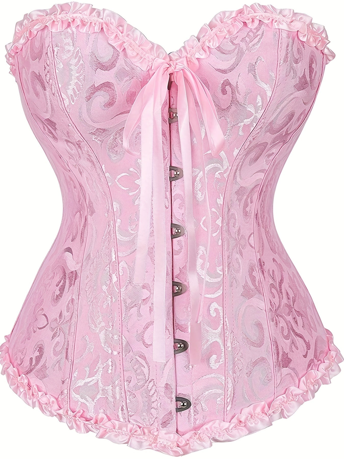Strapless Corset Bustier Tummy Control Lace Up Jacquard Body Shaper