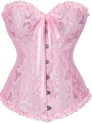 Strapless Corset Bustier Tummy Control Lace Up Jacquard Body Shaper